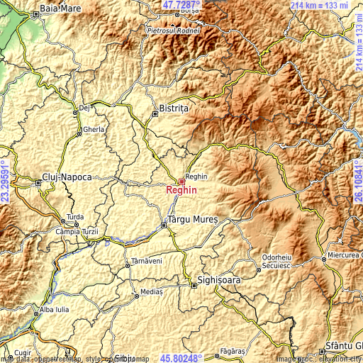 Topographic map of Reghin