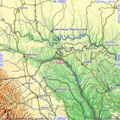 Topographic map of Rediu