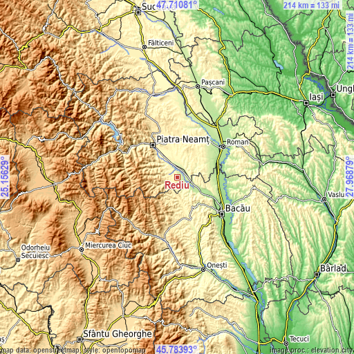 Topographic map of Rediu