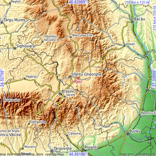 Topographic map of Reci