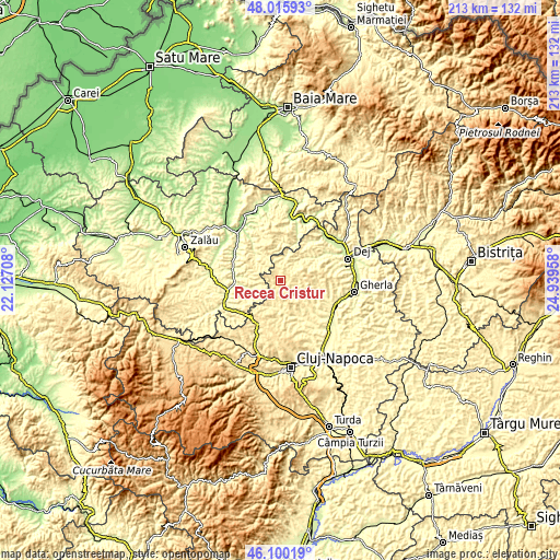 Topographic map of Recea Cristur