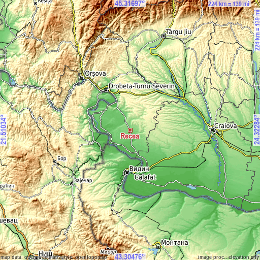 Topographic map of Recea