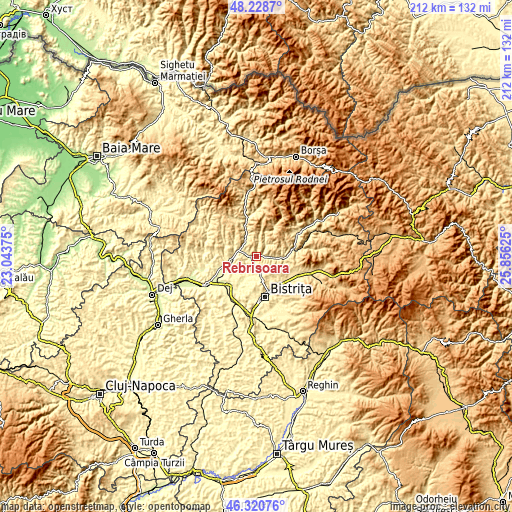 Topographic map of Rebrişoara