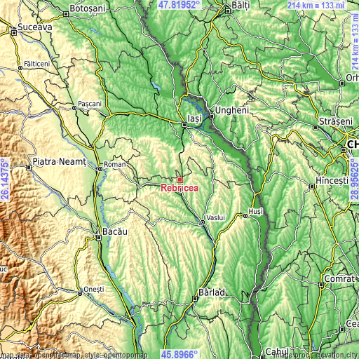 Topographic map of Rebricea