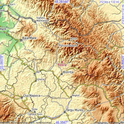 Topographic map of Rebra