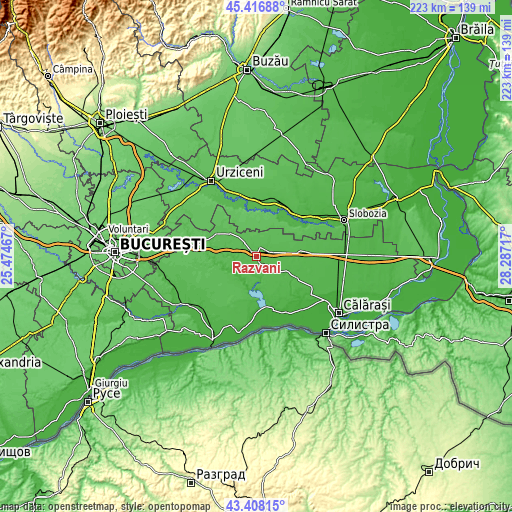 Topographic map of Răzvani