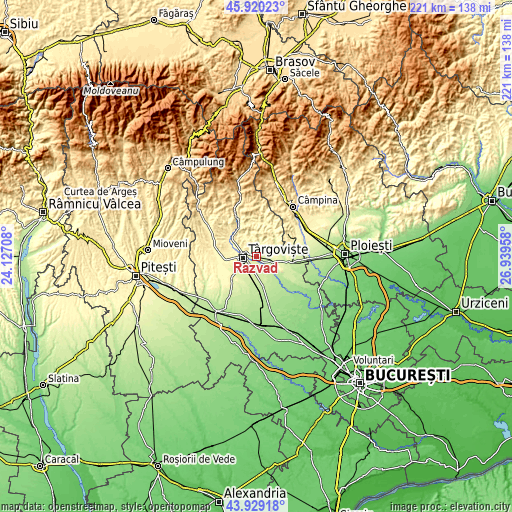 Topographic map of Răzvad