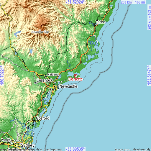 Topographic map of Corlette