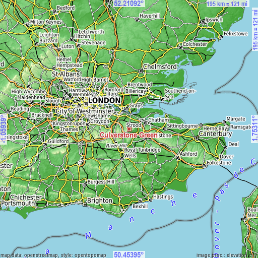 Topographic map of Culverstone Green