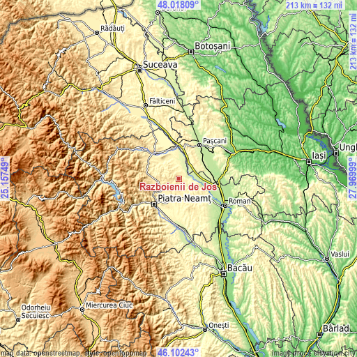 Topographic map of Războienii de Jos