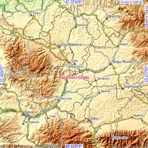 Topographic map of Războieni-Cetate