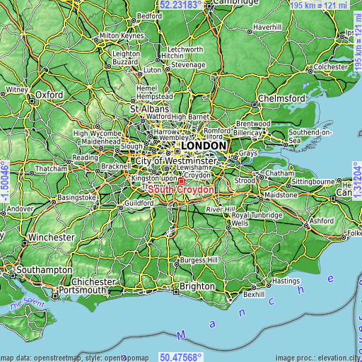 Topographic map of South Croydon
