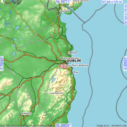 Topographic map of Rialto