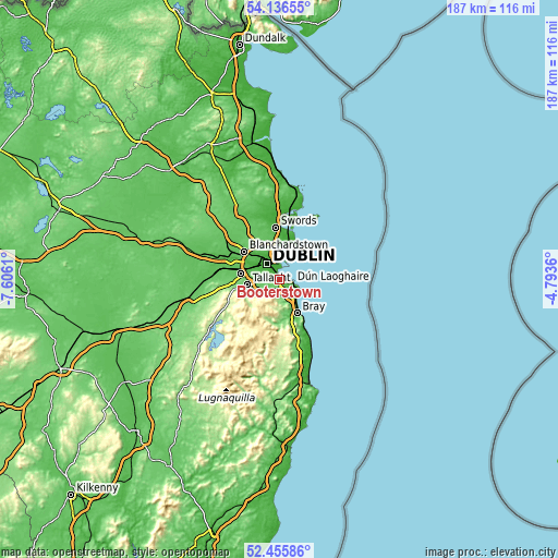 Topographic map of Booterstown