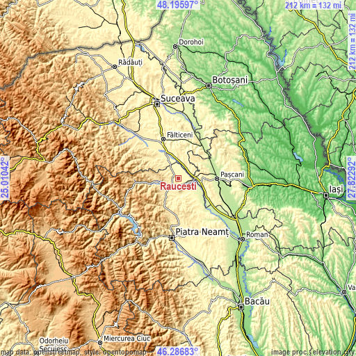 Topographic map of Răuceşti