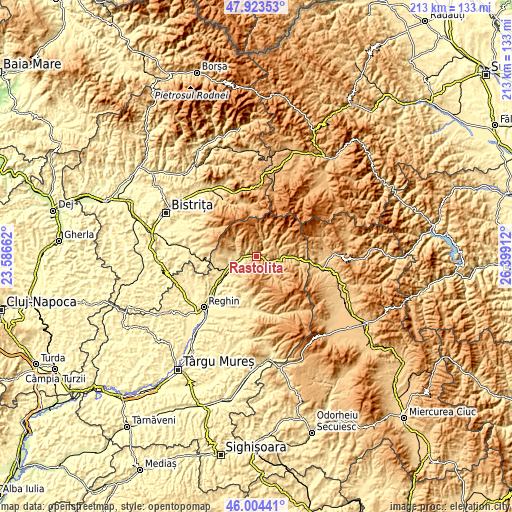 Topographic map of Răstoliţa