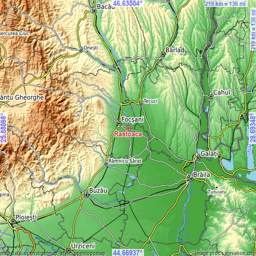 Topographic map of Răstoaca