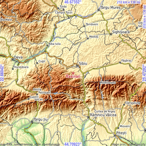 Topographic map of Răşinari
