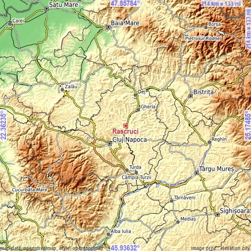 Topographic map of Răscruci