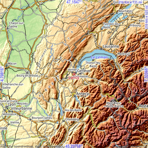 Topographic map of Lancy