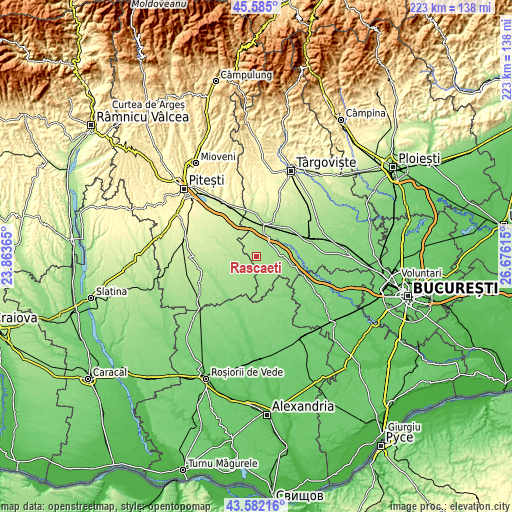 Topographic map of Răscăeți