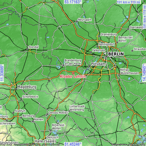 Topographic map of Kloster Lehnin