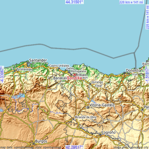Topographic map of Sondika