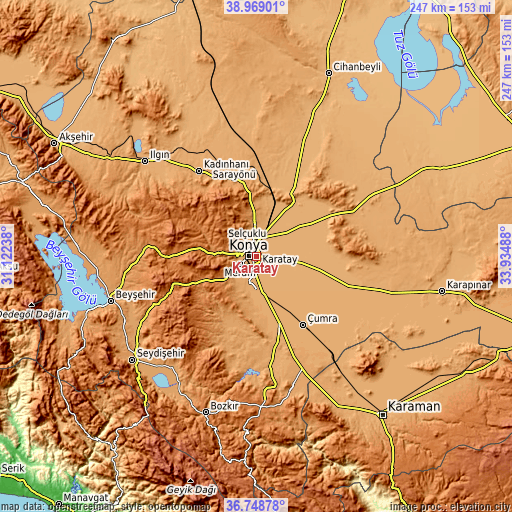 Topographic map of Karatay