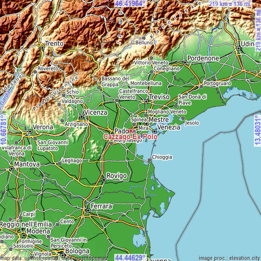 Topographic map of Cazzago-Ex Polo