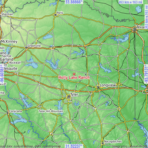 Topographic map of Holly Lake Ranch