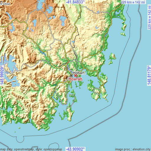 Topographic map of Howrah