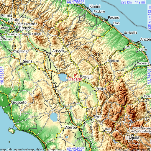 Topographic map of Oscano