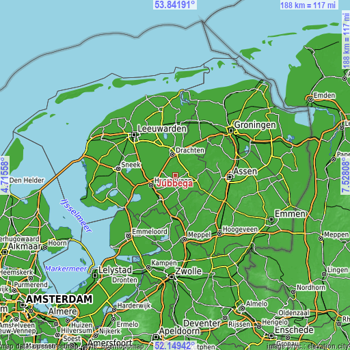 Topographic map of Jubbega