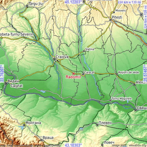 Topographic map of Radomir