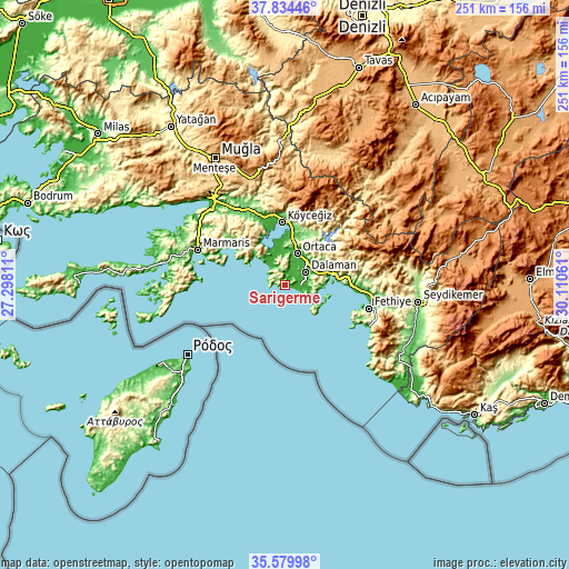 Topographic map of Sarigerme