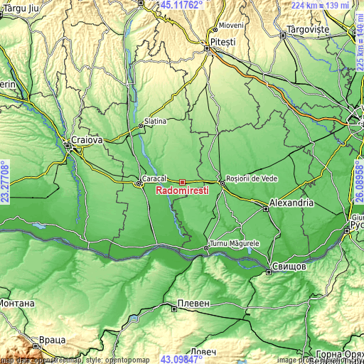 Topographic map of Radomireşti