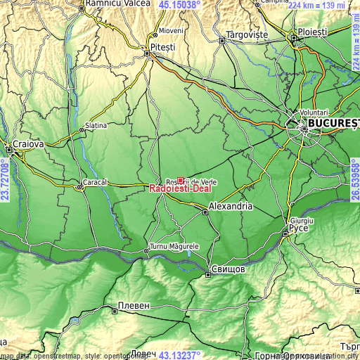 Topographic map of Rădoiești-Deal
