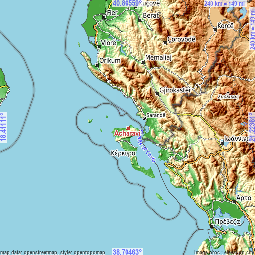 Topographic map of Acharávi