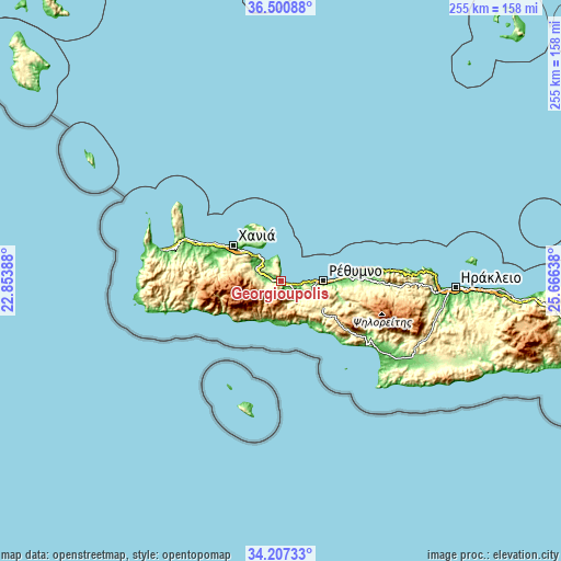 Topographic map of Georgioupolis