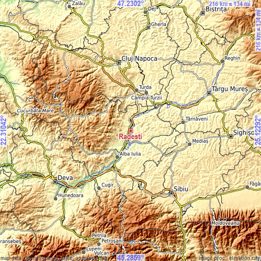 Topographic map of Rădeşti