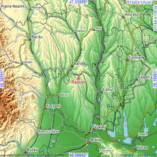 Topographic map of Rădești