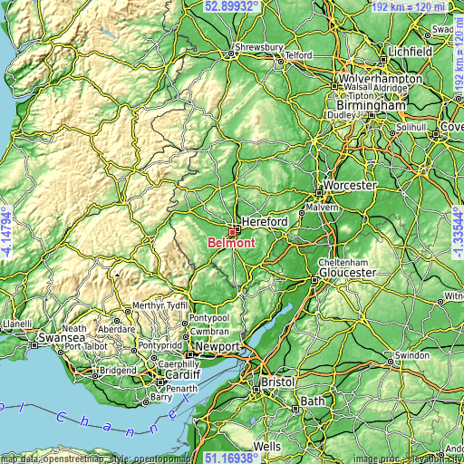 Topographic map of Belmont