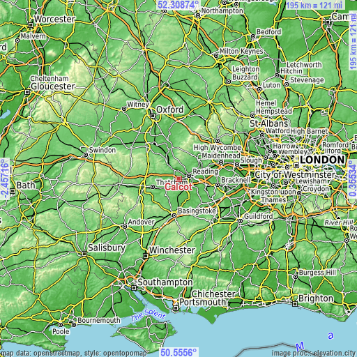 Topographic map of Calcot