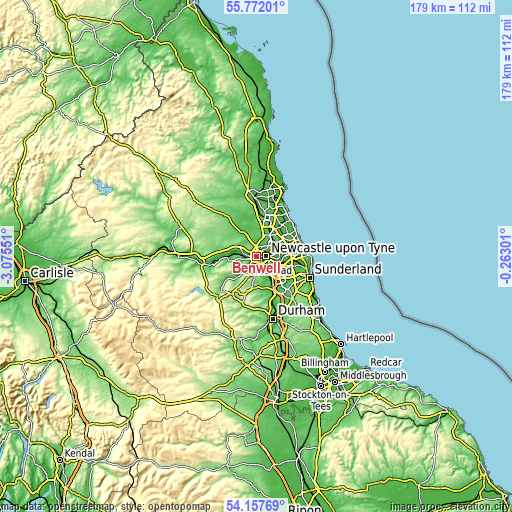 Topographic map of Benwell