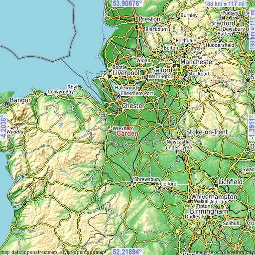 Topographic map of Carden