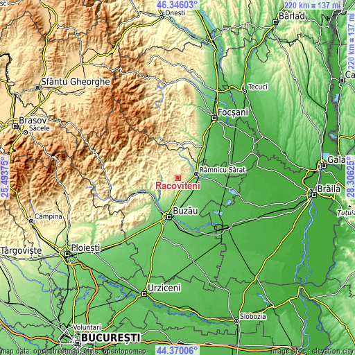 Topographic map of Racoviţeni