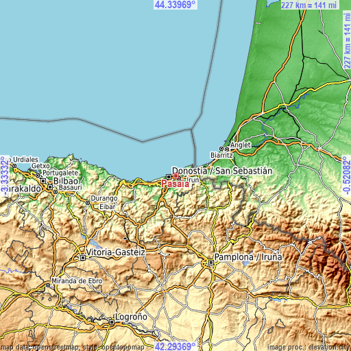Topographic map of Pasaia
