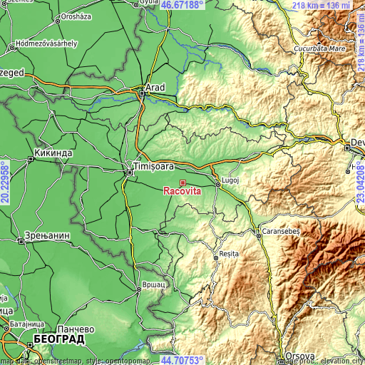 Topographic map of Racoviţa