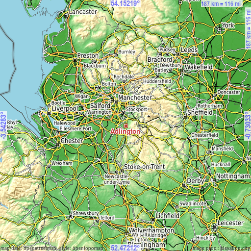 Topographic map of Adlington