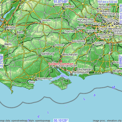 Topographic map of Colden Common